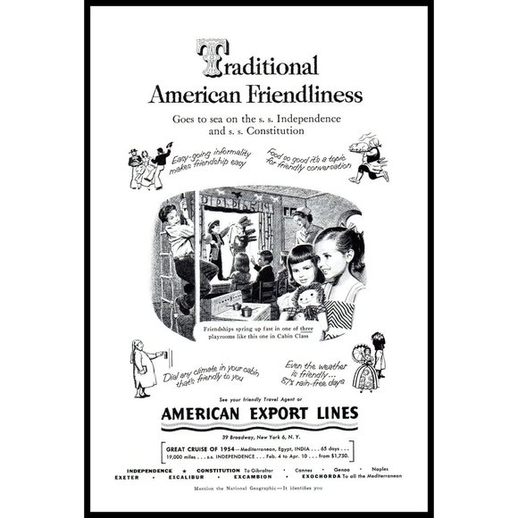 1953 American Export Lines Cruises Cruise Line Vintage Print Ad Kids Club Photo - Picture 1 of 1